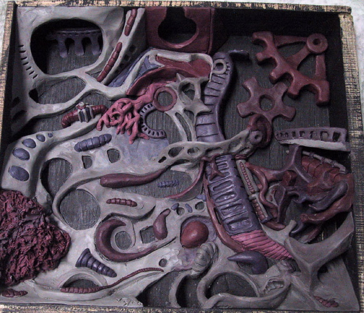 This work is inspired by the first of my biomechanical landscape drawings